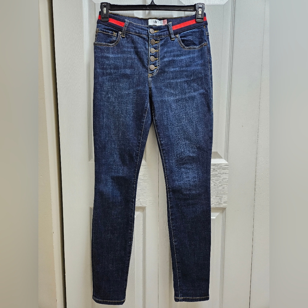 CAbi Jeans Button Fly Skinny Women Size 4 Denim Blue EUC